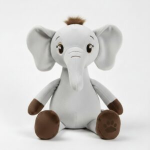 Billede af luksus elefant bamse i grå med brune detaljer