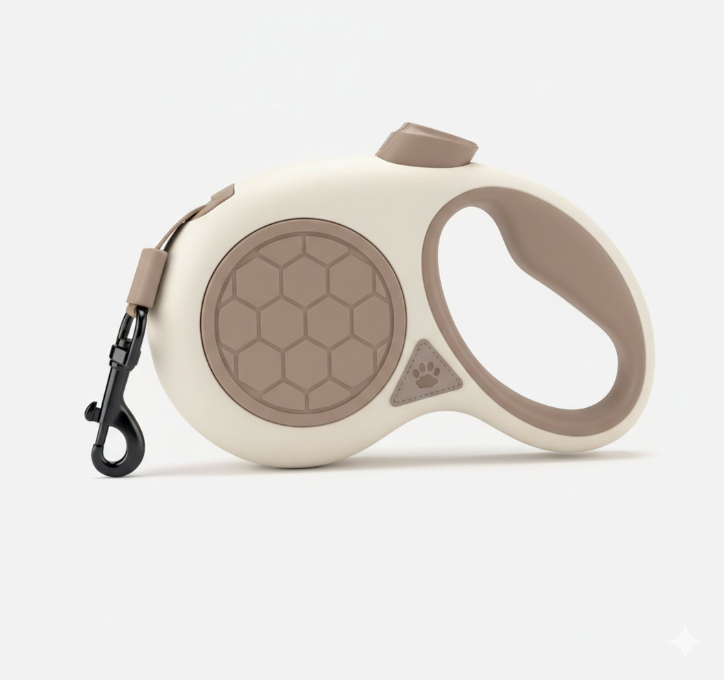 Billede af flexline snor til hund i beige og en mørkere beige